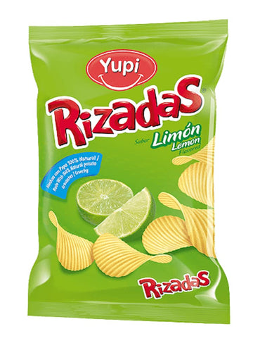 Rizadas | Patatas Sabor Limon | Potatoes Chips, Lemon Flavor | 33 x 100 GR