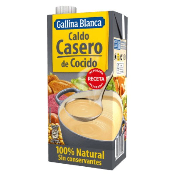 Gallina Blanca | Caldo Casero de Cocido 100% Natural | Homemade Cocido Broth 100% Natural 12 x 1 L