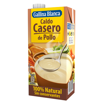 Gallina Blanca | Caldo Casero de Pollo 100% Natural | Homemade Chicken Broth 100% Natural 12 x 1 L