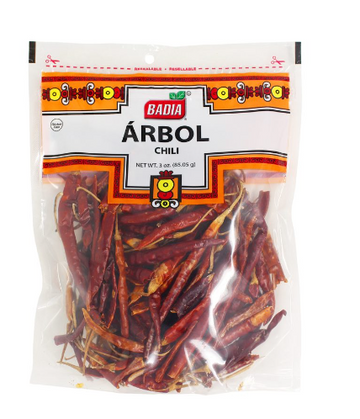 Badia Arbol Chillies | Chile de Arbol | 12 x 85G