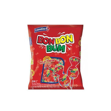 Colombina Lolly Pops | Bon Bon Bum | Strawberry Flavour | 480g